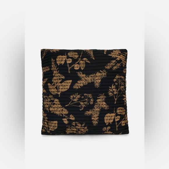 Disturbia Black Brown Poisonous Plants Floral Print Throw Cushions | Set of 2 - Picture 2 of 4